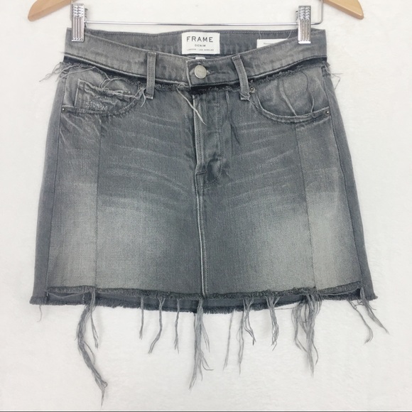 FRAME DENIM Nouveau Le Mix Mini Skirt in Ash Mix - Picture 3 of 8